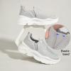 imageLUCKY STEP Women Slip On Rhinestone Sneaker Chunky Fashion Platform Sparkly Elastic Walking ShoesGrey Rhinestone