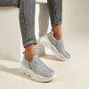 imageLUCKY STEP Women Slip On Rhinestone Sneaker Chunky Fashion Platform Sparkly Elastic Walking ShoesGrey Rhinestone