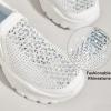 imageLUCKY STEP Women Slip On Rhinestone Sneaker Chunky Fashion Platform Sparkly Elastic Walking ShoesWhite Rhinestone