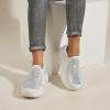 imageLUCKY STEP Women Slip On Rhinestone Sneaker Chunky Fashion Platform Sparkly Elastic Walking ShoesWhite Rhinestone