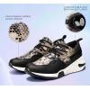 imageLUCKY STEP Womens High Heel Wedge Sneakers Fashion Cliff Platform Retro Lace Up Casual ShoesBlackGold Snake