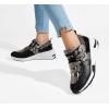 imageLUCKY STEP Womens High Heel Wedge Sneakers Fashion Cliff Platform Retro Lace Up Casual ShoesBlackGold Snake