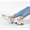 imageLUCKY STEP Womens High Heel Wedge Sneakers Fashion Cliff Platform Retro Lace Up Casual ShoesSilver