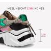 imageLUCKY STEP Womens Platform Colorful Fashion Sneakers Retro Colorblock Stylish Cute Chunky Dad Walking ShoesBlackGreen