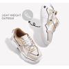 imageLUCKY STEP Womens Platform Colorful Fashion Sneakers Retro Colorblock Stylish Cute Chunky Dad Walking ShoesGoldWhite