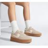 imageLUCKY STEP Womens Platform Fashion Sneakers Thick Sole Suede Genuine Leather Classic Rubber Gum Sole Low Top Casual Walking ShoesBeige