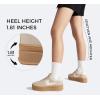 imageLUCKY STEP Womens Platform Fashion Sneakers Thick Sole Suede Genuine Leather Classic Rubber Gum Sole Low Top Casual Walking ShoesBeige