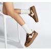 imageLUCKY STEP Womens Platform Fashion Sneakers Thick Sole Suede Genuine Leather Classic Rubber Gum Sole Low Top Casual Walking ShoesBrownLeopard