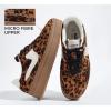 imageLUCKY STEP Womens Platform Fashion Sneakers Thick Sole Suede Genuine Leather Classic Rubber Gum Sole Low Top Casual Walking ShoesBrownLeopard