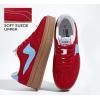 imageLUCKY STEP Womens Platform Fashion Sneakers Thick Sole Suede Genuine Leather Classic Rubber Gum Sole Low Top Casual Walking ShoesRedBlue
