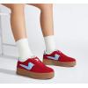imageLUCKY STEP Womens Platform Fashion Sneakers Thick Sole Suede Genuine Leather Classic Rubber Gum Sole Low Top Casual Walking ShoesRedBlue