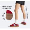 imageLUCKY STEP Womens Platform Fashion Sneakers Thick Sole Suede Genuine Leather Classic Rubber Gum Sole Low Top Casual Walking ShoesRedBlue