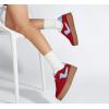 imageLUCKY STEP Womens Platform Fashion Sneakers Thick Sole Suede Genuine Leather Classic Rubber Gum Sole Low Top Casual Walking ShoesRedBlue