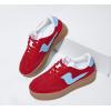 imageLUCKY STEP Womens Platform Fashion Sneakers Thick Sole Suede Genuine Leather Classic Rubber Gum Sole Low Top Casual Walking ShoesRedBlue