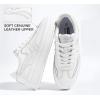imageLUCKY STEP Womens Platform Fashion Sneakers Thick Sole Suede Genuine Leather Classic Rubber Gum Sole Low Top Casual Walking ShoesWhite