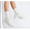 imageLUCKY STEP Womens Platform Fashion Sneakers Thick Sole Suede Genuine Leather Classic Rubber Gum Sole Low Top Casual Walking ShoesWhite