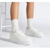 imageLUCKY STEP Womens Platform Fashion Sneakers Thick Sole Suede Genuine Leather Classic Rubber Gum Sole Low Top Casual Walking ShoesWhite