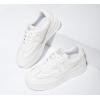 imageLUCKY STEP Womens Platform Fashion Sneakers Thick Sole Suede Genuine Leather Classic Rubber Gum Sole Low Top Casual Walking ShoesWhite