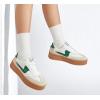 imageLUCKY STEP Womens Platform Fashion Sneakers Thick Sole Suede Genuine Leather Classic Rubber Gum Sole Low Top Casual Walking ShoesWhiteGreen
