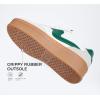 imageLUCKY STEP Womens Platform Fashion Sneakers Thick Sole Suede Genuine Leather Classic Rubber Gum Sole Low Top Casual Walking ShoesWhiteGreen