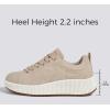 imageLUCKY STEP Womens Platform Sneakers Rhinestone Fashion Chunky Casual Sparkly Retro Braided Walking ShoesApricot Pu