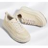 imageLUCKY STEP Womens Platform Sneakers Rhinestone Fashion Chunky Casual Sparkly Retro Braided Walking ShoesBeige Knit