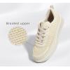 imageLUCKY STEP Womens Platform Sneakers Rhinestone Fashion Chunky Casual Sparkly Retro Braided Walking ShoesBeige Knit