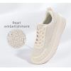 imageLUCKY STEP Womens Platform Sneakers Rhinestone Fashion Chunky Casual Sparkly Retro Braided Walking ShoesBeige Pearl