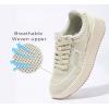 imageLUCKY STEP Womens Platform Sneakers Rhinestone Fashion Chunky Casual Sparkly Retro Braided Walking ShoesBeige Woven