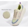 imageLUCKY STEP Womens Platform Sneakers Rhinestone Fashion Chunky Casual Sparkly Retro Braided Walking ShoesBeigeBlue Multi Knit