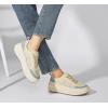 imageLUCKY STEP Womens Platform Sneakers Rhinestone Fashion Chunky Casual Sparkly Retro Braided Walking ShoesBeigeBlue Multi Knit