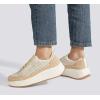 imageLUCKY STEP Womens Platform Sneakers Rhinestone Fashion Chunky Casual Sparkly Retro Braided Walking ShoesBeigeBrown Mesh