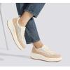 imageLUCKY STEP Womens Platform Sneakers Rhinestone Fashion Chunky Casual Sparkly Retro Braided Walking ShoesBeigeBrown Mesh