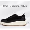 imageLUCKY STEP Womens Platform Sneakers Rhinestone Fashion Chunky Casual Sparkly Retro Braided Walking ShoesBlack Knit