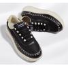 imageLUCKY STEP Womens Platform Sneakers Rhinestone Fashion Chunky Casual Sparkly Retro Braided Walking ShoesBlack Nylon