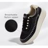 imageLUCKY STEP Womens Platform Sneakers Rhinestone Fashion Chunky Casual Sparkly Retro Braided Walking ShoesBlack Nylon