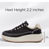 imageLUCKY STEP Womens Platform Sneakers Rhinestone Fashion Chunky Casual Sparkly Retro Braided Walking ShoesBlack Nylon