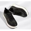 imageLUCKY STEP Womens Platform Sneakers Rhinestone Fashion Chunky Casual Sparkly Retro Braided Walking ShoesBlack Rhinestone