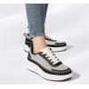 imageLUCKY STEP Womens Platform Sneakers Rhinestone Fashion Chunky Casual Sparkly Retro Braided Walking ShoesBlackWhite Knit