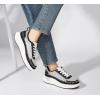 imageLUCKY STEP Womens Platform Sneakers Rhinestone Fashion Chunky Casual Sparkly Retro Braided Walking ShoesBlackWhite Knit
