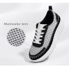 imageLUCKY STEP Womens Platform Sneakers Rhinestone Fashion Chunky Casual Sparkly Retro Braided Walking ShoesBlackWhite Knit