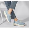 imageLUCKY STEP Womens Platform Sneakers Rhinestone Fashion Chunky Casual Sparkly Retro Braided Walking ShoesDenim Blue Knit