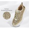 imageLUCKY STEP Womens Platform Sneakers Rhinestone Fashion Chunky Casual Sparkly Retro Braided Walking ShoesGold Glitter