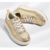 imageLUCKY STEP Womens Platform Sneakers Rhinestone Fashion Chunky Casual Sparkly Retro Braided Walking ShoesGold Knit