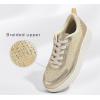 imageLUCKY STEP Womens Platform Sneakers Rhinestone Fashion Chunky Casual Sparkly Retro Braided Walking ShoesGold Knit