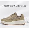 imageLUCKY STEP Womens Platform Sneakers Rhinestone Fashion Chunky Casual Sparkly Retro Braided Walking ShoesKhaki Nylon