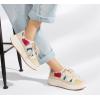 imageLUCKY STEP Womens Platform Sneakers Rhinestone Fashion Chunky Casual Sparkly Retro Braided Walking ShoesNudeFlower Knit