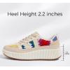 imageLUCKY STEP Womens Platform Sneakers Rhinestone Fashion Chunky Casual Sparkly Retro Braided Walking ShoesNudeFlower Knit
