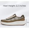 imageLUCKY STEP Womens Platform Sneakers Rhinestone Fashion Chunky Casual Sparkly Retro Braided Walking ShoesOlive Multi Knit