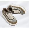imageLUCKY STEP Womens Platform Sneakers Rhinestone Fashion Chunky Casual Sparkly Retro Braided Walking ShoesOlive Multi Knit